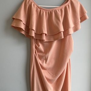 Maternity Off the Shoulder Peach Dress
